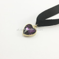 Black Velvet Lace Love Pendant Colar Gargantilha Para Senhora